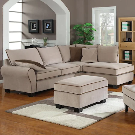 Sectional Sofa with Microfiber and Cording